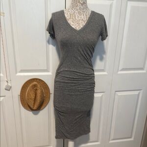 Monrow Charcoal V-Neck Midi Dress. New w/o tags.